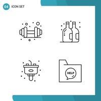 Vector Pack of 4 Outline Symbols Line Style Icon Set on White Background for Web and Mobile Creative Black Icon vector background