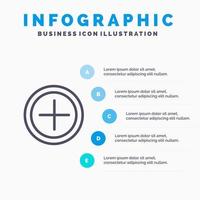 Interface Plus User Line icon with 5 steps presentation infographics Background vector