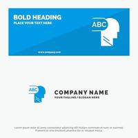 Elementary Knowledge Head SOlid Icon Website Banner and Business Logo Template vector