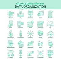 25 conjunto de iconos de organización de datos verdes vector