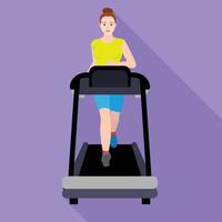 Cute woman treadmill icon, flat style vector