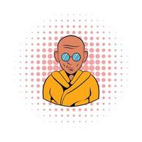 Indian monk in sunglasses icon, comics style vector