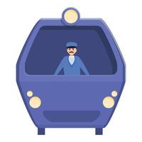 Driver in subway car icon, cartoon style vector