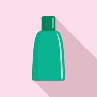 Green cosmetic bottle icon, flat style vector