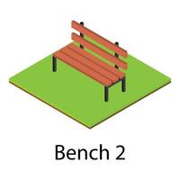 Bench icon, isometric style vector