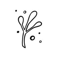 Hand drawn tree branch, twig, autumn element. Vector illustration in Doodle style. Isolated on white.