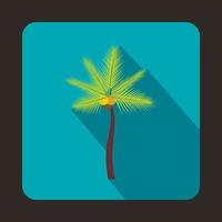 Coconut palm tree icon, flat style vector