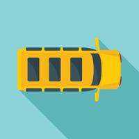 Top view school mini bus icon, flat style vector