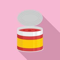 icono de lata de tomate, estilo plano vector