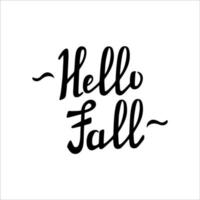 PHELLO FALL handwritten lettering. Autumn decorative element. Vector illustration in Doodle style.