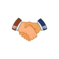 Handshake icon, cartoon style vector