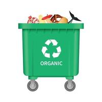 Garbage organic container mockup, realistic style vector
