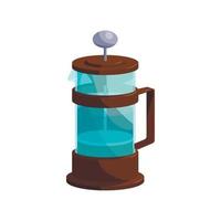 French press coffee icon, cartoon style vector