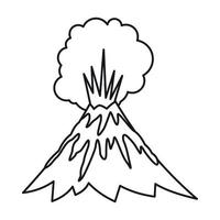 icono de volcán en erupción, estilo de esquema vector