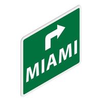 Road sign with Miami icon, isometric 3d style vector