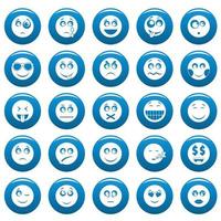 Smile vector icon set blue, simple style