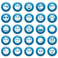 Smile vector icon set blue, simple style