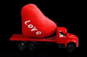 Red truck with heart photo