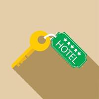 Hotel key icon in flat style vector