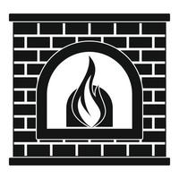 Retro fireplace icon, simple style vector