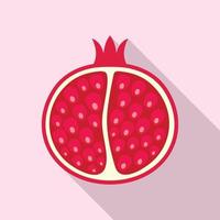 Half of pomegranate icon, flat style vector