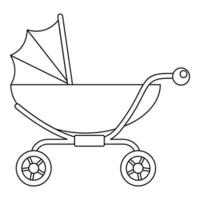 Classic baby pram icon, outline style vector