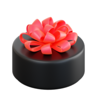 realistische schwarze geschenkbox mit roter schleife. konzept des abstrakten feiertags-, geburtstags-, weihnachts- oder schwarzen freitagsgeschenks oder der überraschung. 3d hochwertiges isoliertes rendern png