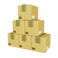 caja de paquete apilada ilustración 3d png