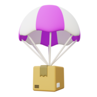 Package Delivery with Parachute 3d Illustration png
