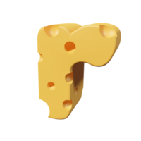 Letras de queso r. renderizado de fuente 3d png