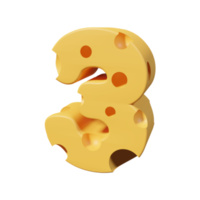 fromage numéro 3. rendu de police 3d png