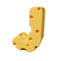 letras de queso j. renderizado de fuente 3d png