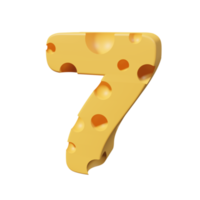 Cheese number 7. 3d font render png