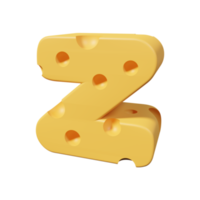 queijo letras z. renderização de fonte 3D png