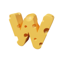 Cheese Letters W. 3d font render png