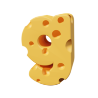 letras de queso g. renderizado de fuente 3d png