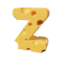Letras de queso z. renderizado de fuente 3d png