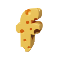 letras de queso f. renderizado de fuente 3d png