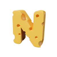 lettres de fromage n. Rendu de police 3D png