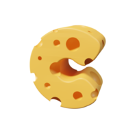 letras de queso c. renderizado de fuente 3d png