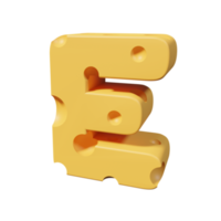 Cheese Letters E. 3d font render png