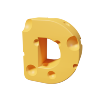 letras de queso d. renderizado de fuente 3d png
