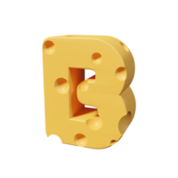 letras de queso b. renderizado de fuente 3d png