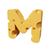 queso letras m renderizado de fuente 3d
