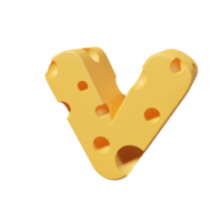 renderizado de fuente 3d de letras de queso v. png