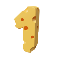 Cheese number 1. 3d font render png