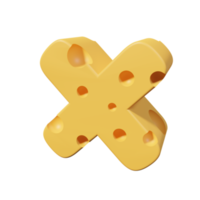 lettres de fromage x. Rendu de police 3D png