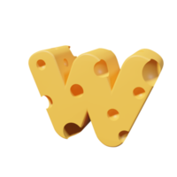 Letras de queso w. renderizado de fuente 3d png