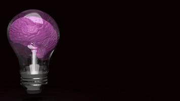 The lightbulb brain on black background  3d rendering photo