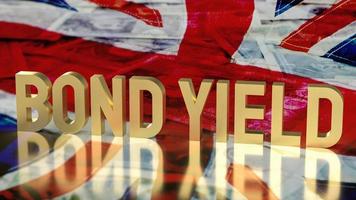 The gold bond yields on union jack flag background for business concept 3d rendering photo